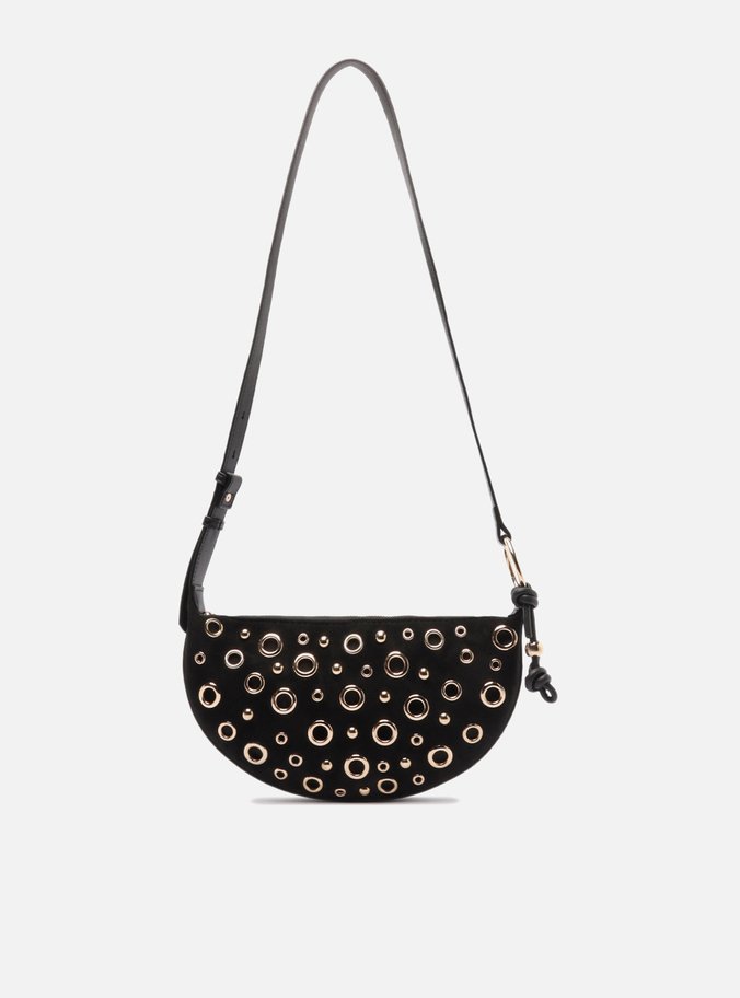 Bolsa Tiracolo Preta Suede Média