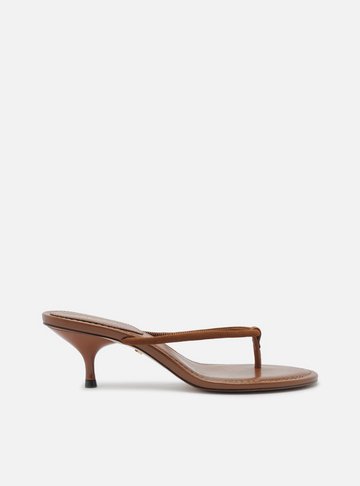 Tamanco Marrom Camurça Salto Fino Flip Flop
