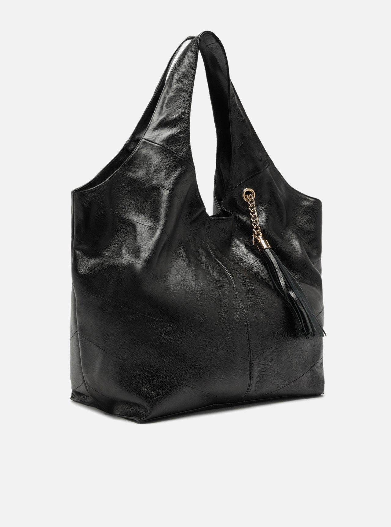 Bolsa Hobo Preta Couro Grande Barbicacho — foto 5