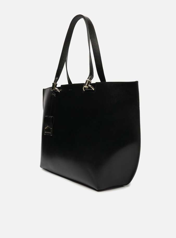 Bolsa Shopping Preta Couro Abraccio Grande