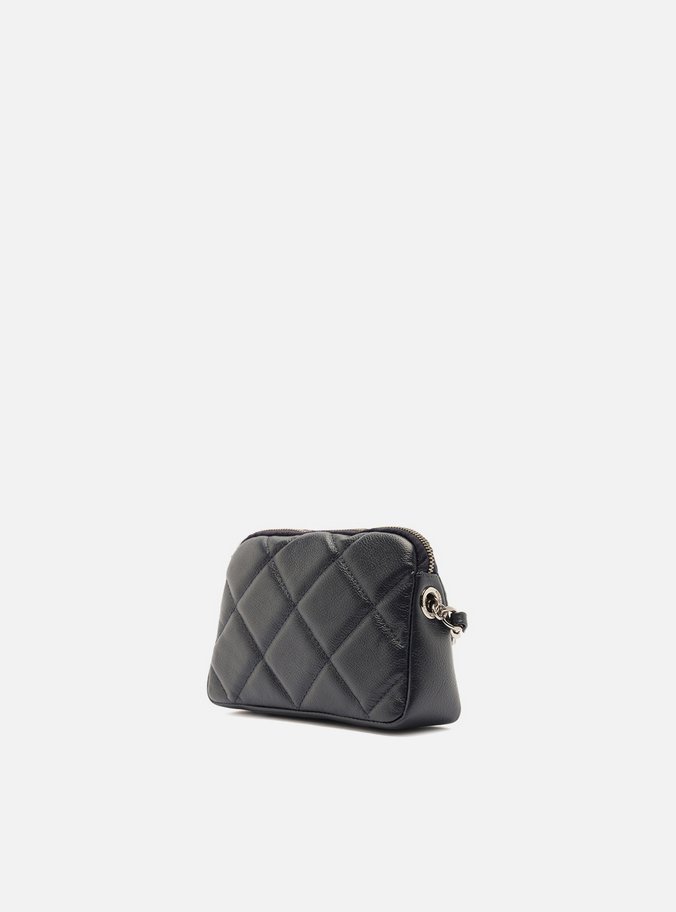 Bolsa Tiracolo Azul Couro Mizz Pequena Zíper