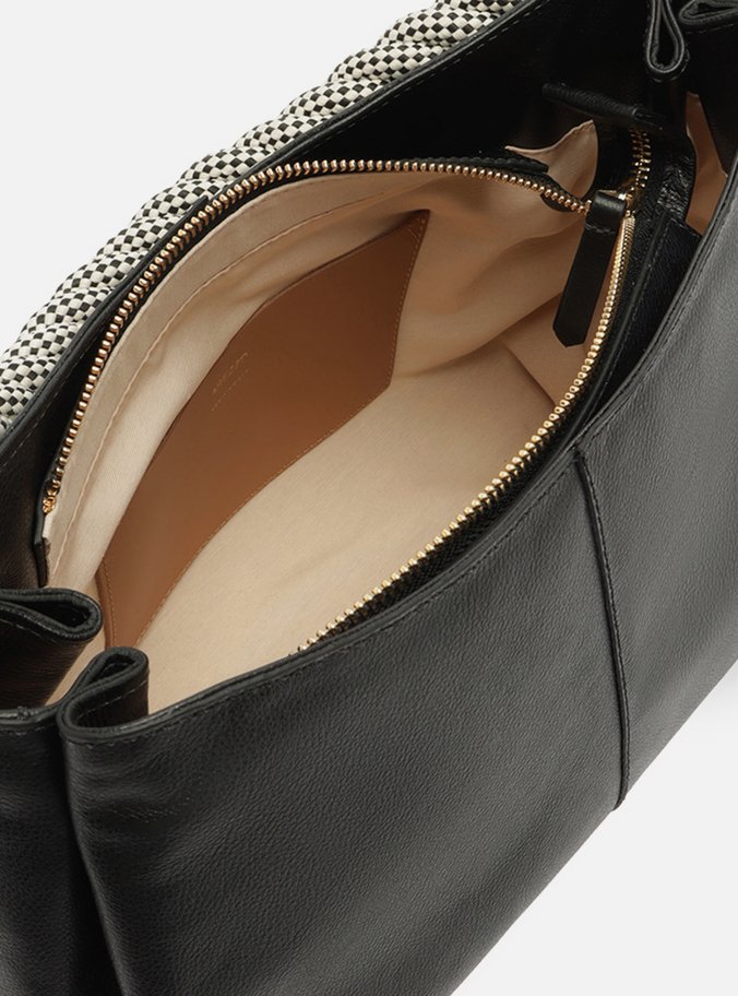 Bolsa Tote Preta Couro Grande Alça Torcida