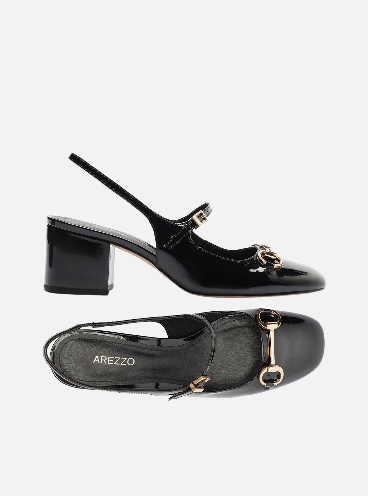 Sapato Boneca Preto Verniz Bloco Slingback — foto 6