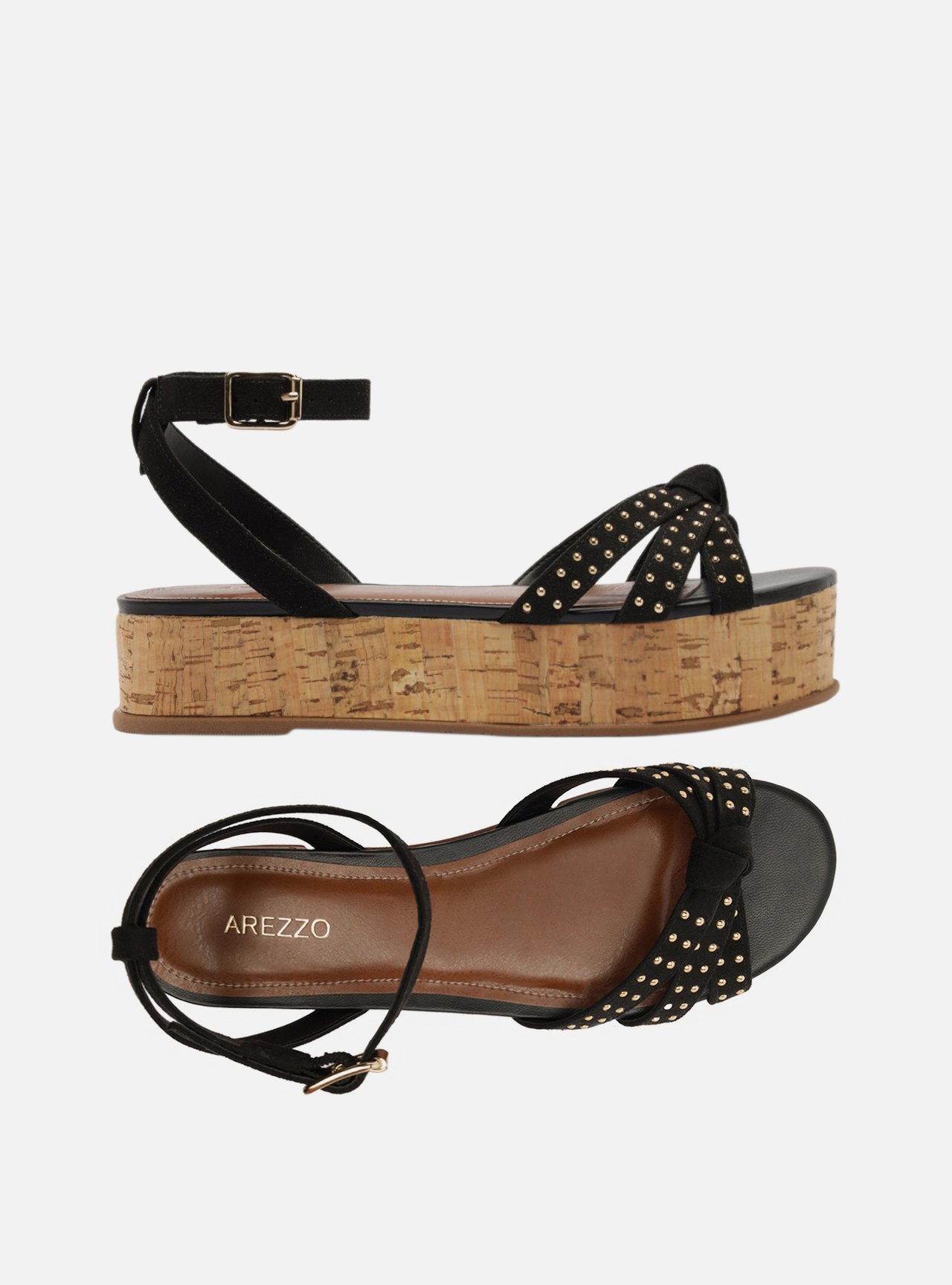 Sandália Preta Acamurçada Flatform Tachas — foto 5