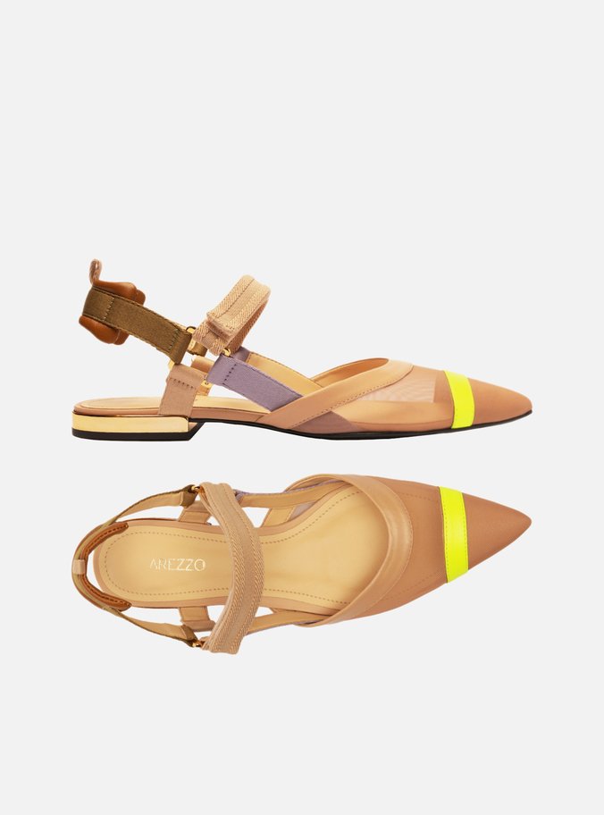 Sapatilha Bege Color Bico Fino Aberta Sport