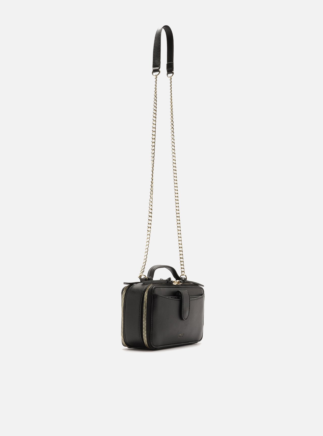 Bolsa Tiracolo Preta Pequena Bolso Duplo — foto 5