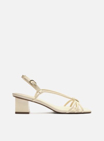 Sandália Off-White Bloco Bico Quadrado Tiras
