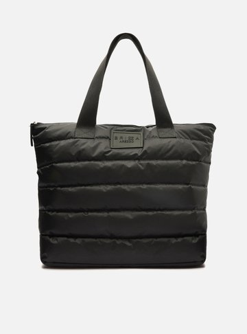 Bolsa Shopping Preta Nylon Puffer Grande