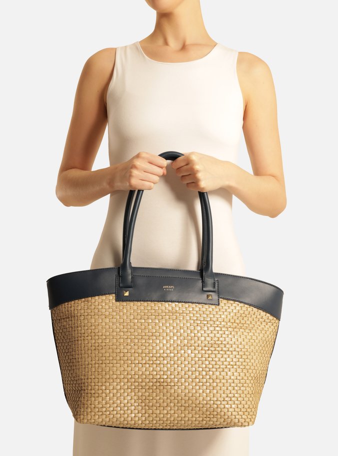 Bolsa Shopping Palha Grande Azul