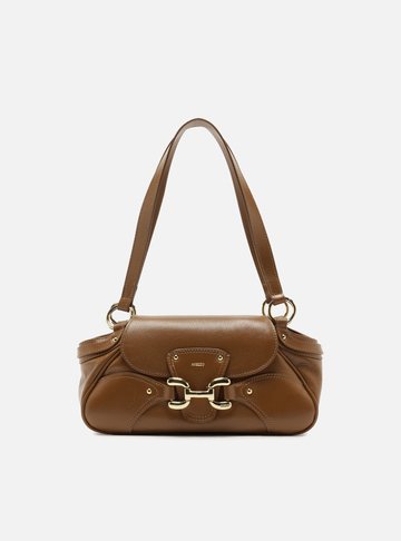 Arezzo — Bolsa Shoulder Marrom Couro Média Metais