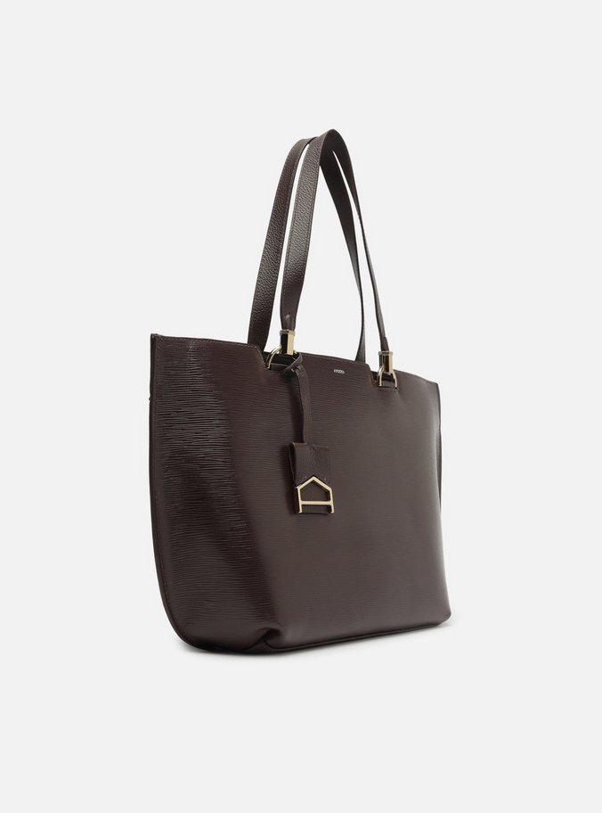 Bolsa Shopping Marrom Escura Couro Abraccio Grande