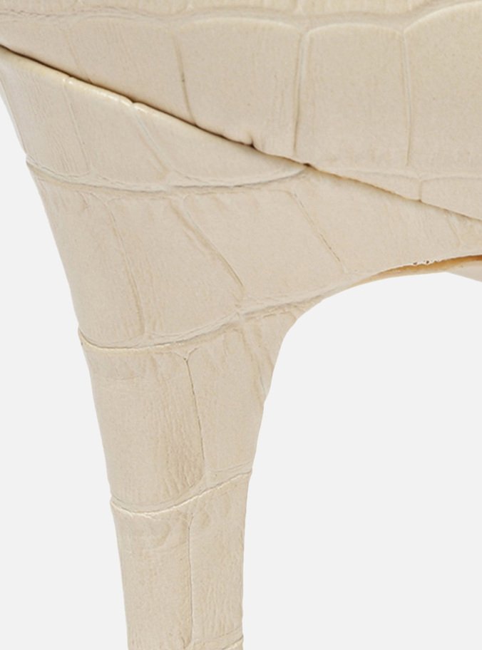 Bota Off-White Croco Cano Longo Salto Fino
