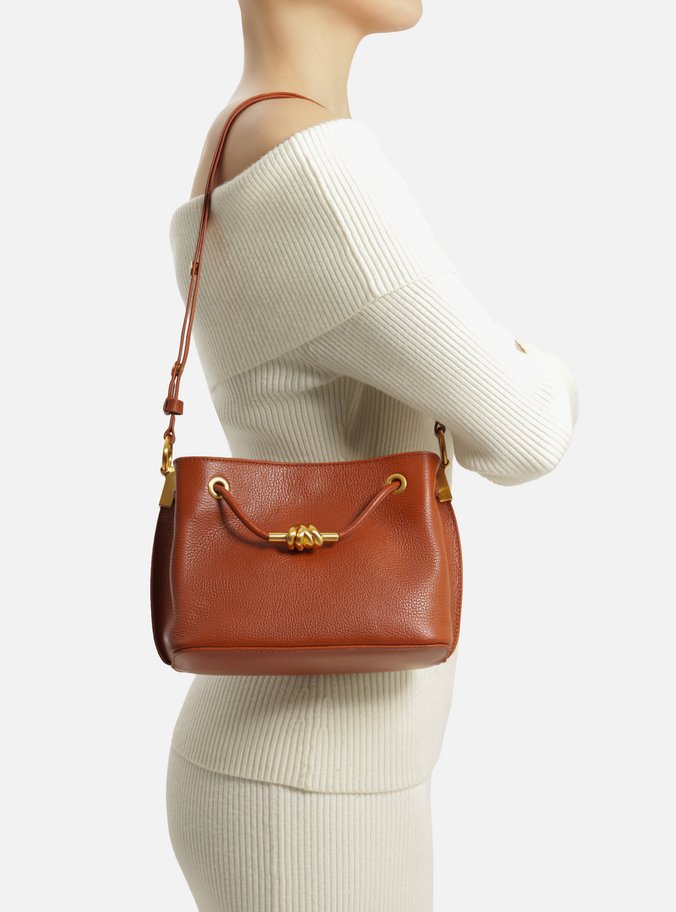 Bolsa Tiracolo Marrom Couro Helena Pequena Nó