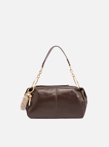Arezzo — Bolsa Shoulder Marrom Couro Média Pelo Metais