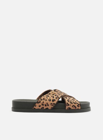 Arezzo — Chinelo de Dedo Marrom Plataforma Metais Brizza