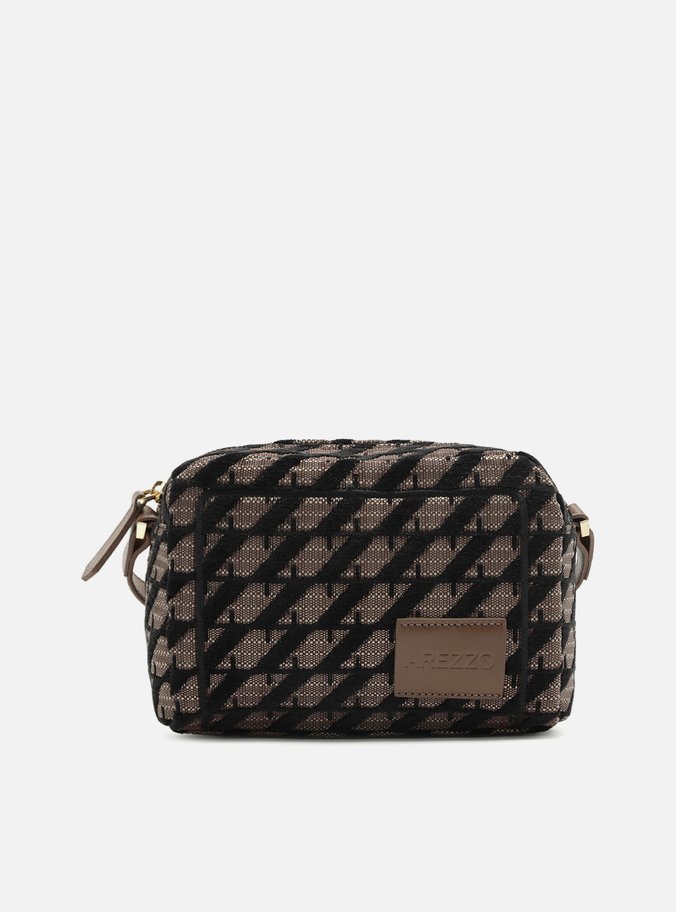 Bolsa Tiracolo Marrom Jacquard Média Bicolor