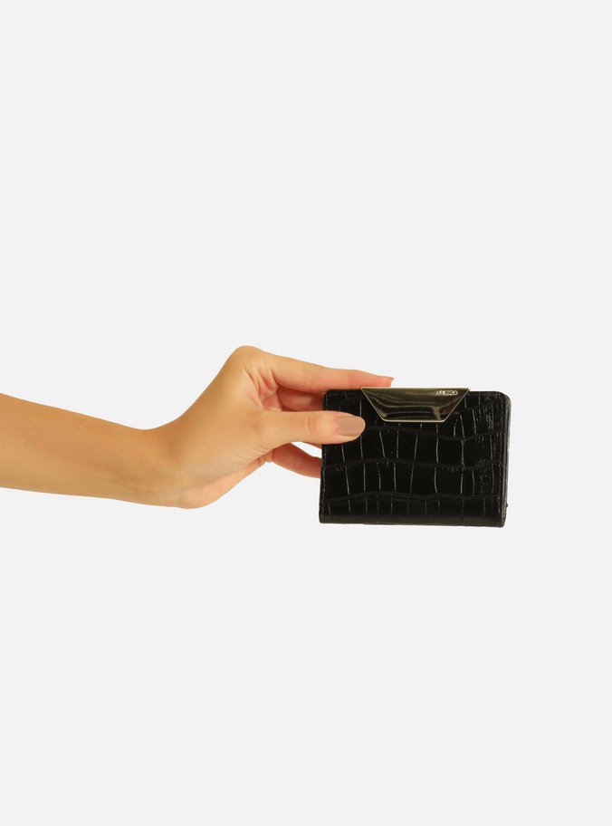 Porta-Cartões Preto Croco Metal