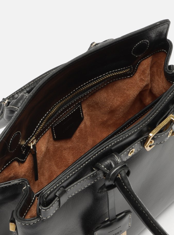 Bolsa Tote Preta Couro Grande Bag Charm Victória