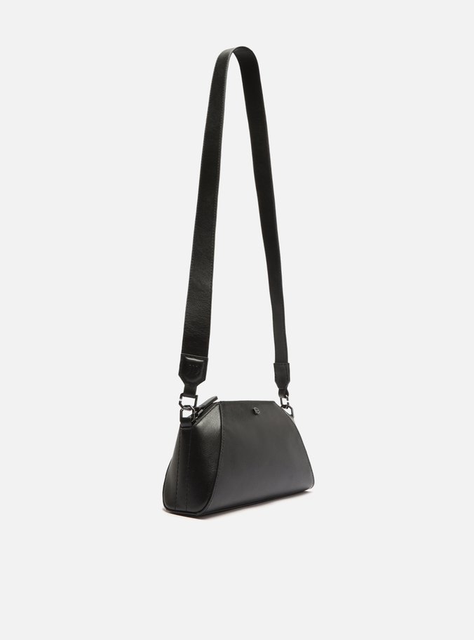 Bolsa Tiracolo Preta Couro Sporty Club Pequena