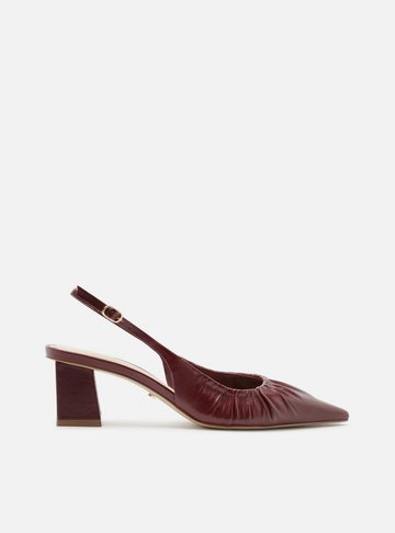 Scarpin Vermelho Couro Salto Médio Slingback