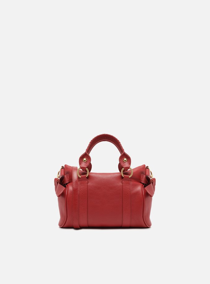 Bolsa Tote Vermelha Couro Pequena Alças Mix