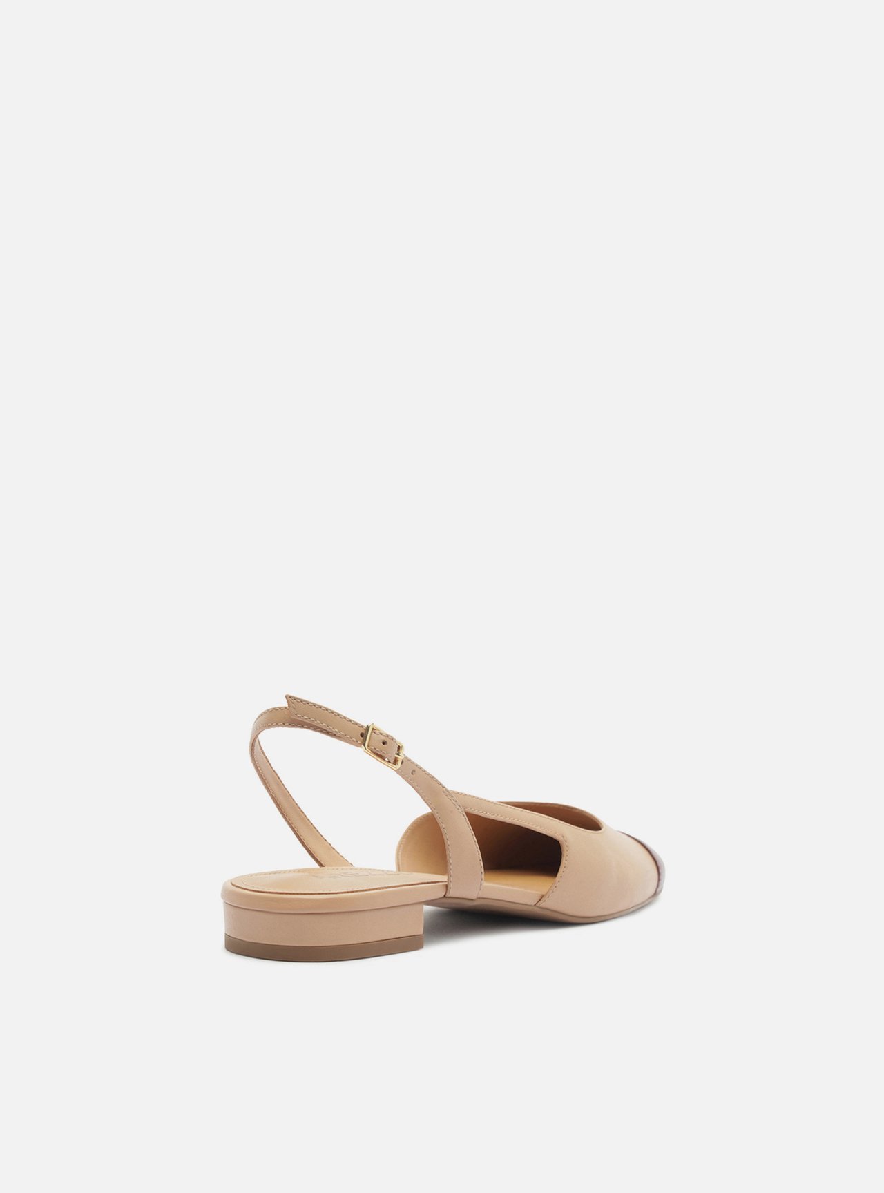 Sapatilha Rosa Claro Couro Slingback Cap Toe Bordô — foto 3