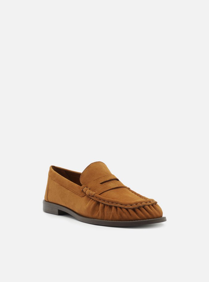 Mocassim Caramelo Camurça Franzido Tira