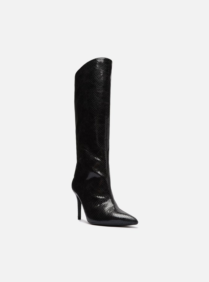 Bota Preta Snake Cano Alto Salto Fino