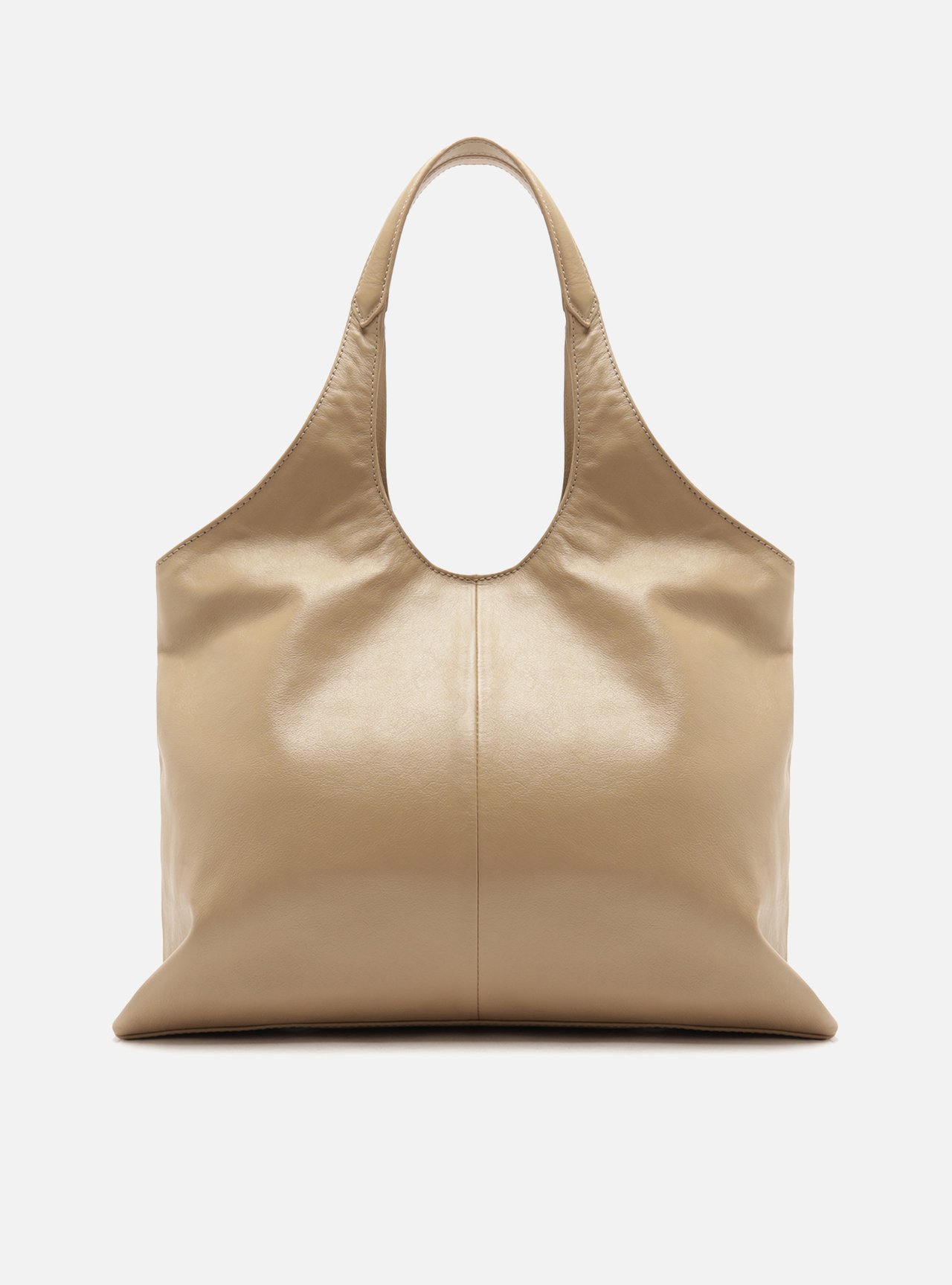 Bolsa Hobo Nude Couro Grande Corrente Dourada — foto 3