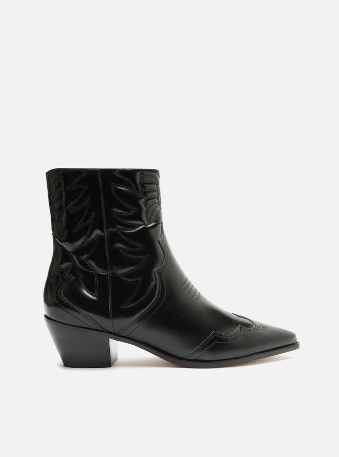 Bota Preta Couro Cano Curto Western