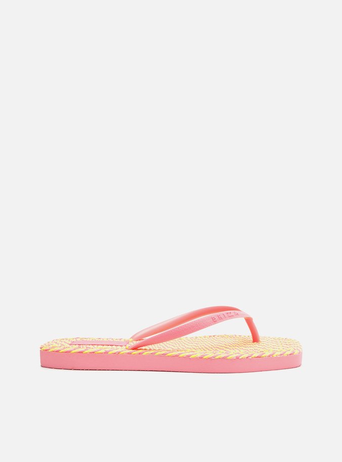 Chinelo de Dedo Rosa Square Crochê Brizza