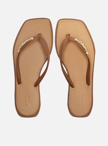 Chinelo de Dedo Marrom Recouro Square Pins