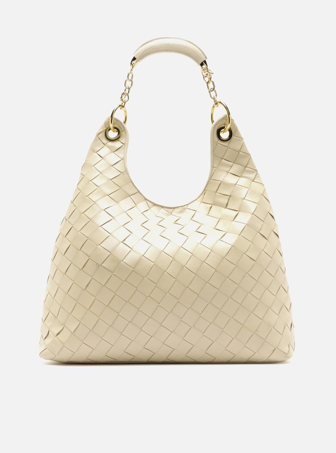 Bolsa Hobo Off-White Couro Grande Tressê