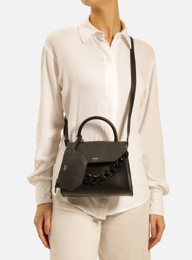 Bolsa Satchel Preta Iara Média Sporty Club