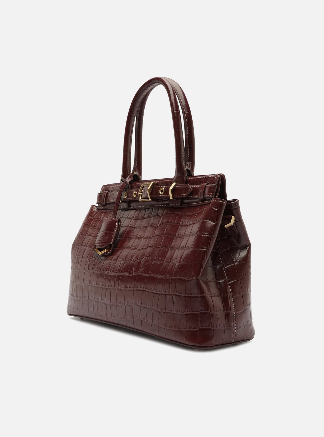 Bolsa Tote Vinho Couro Croco Grande Bag Charm — foto 2