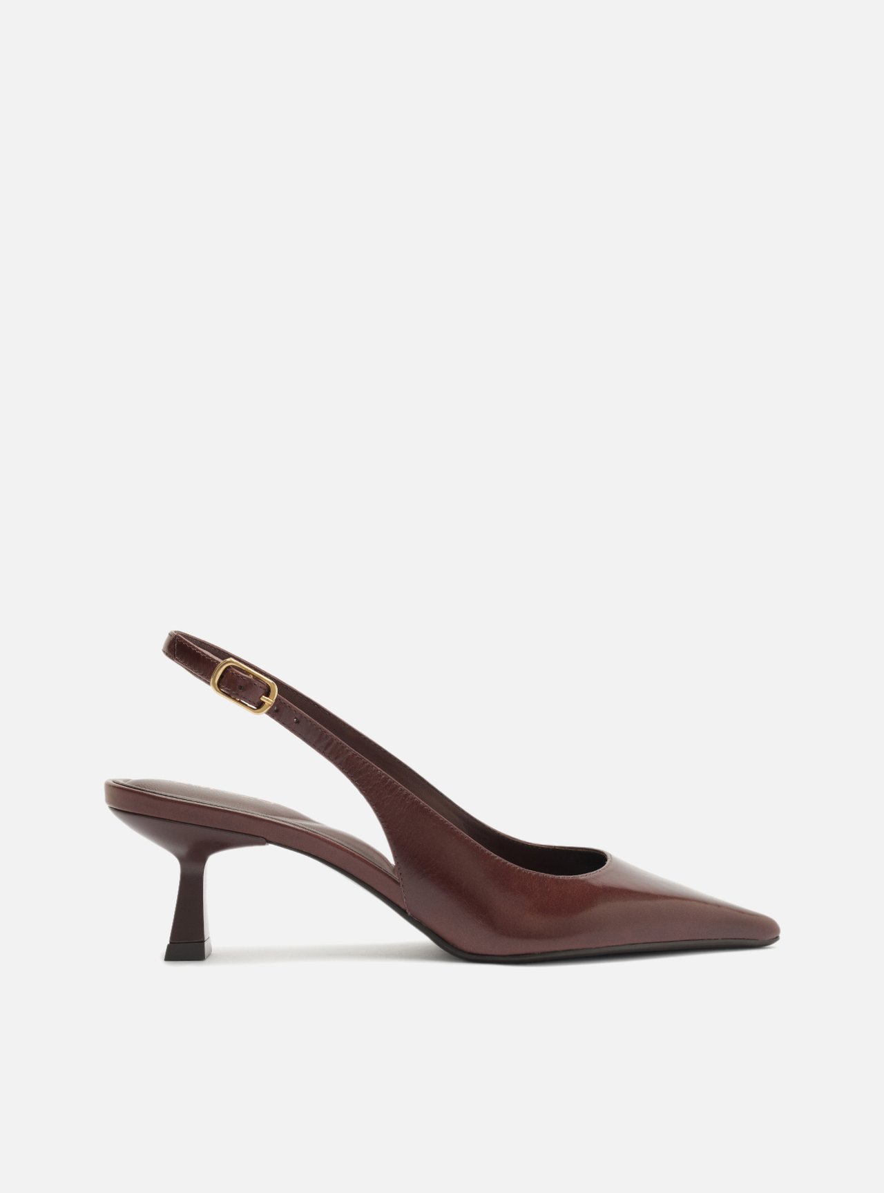 Scarpin Marrom Couro Salto Fino Slingback — foto 1