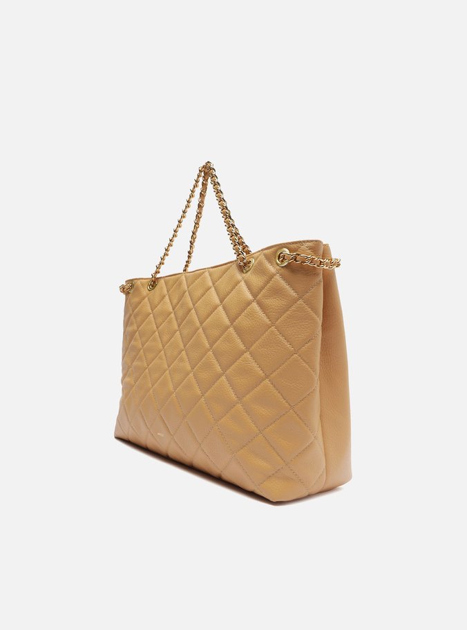 Bolsa Tote Nude Couro Matelassê Grande