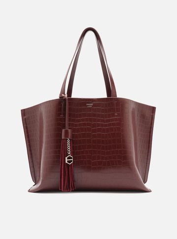 Bolsa Shopping Vinho Croco Grande Barbicacho