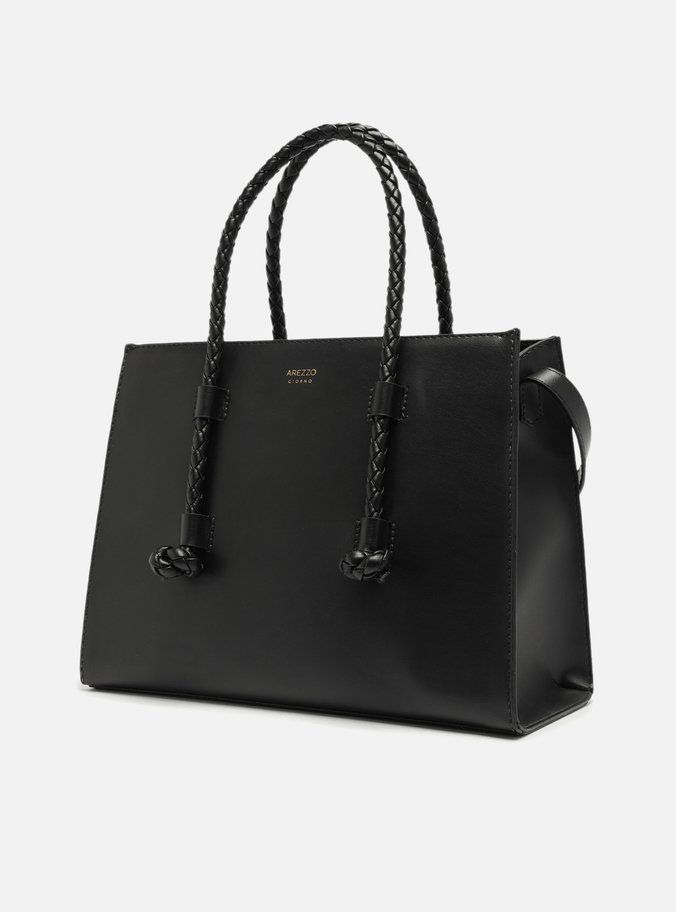 Bolsa Tote Preta Grande Alças Corda