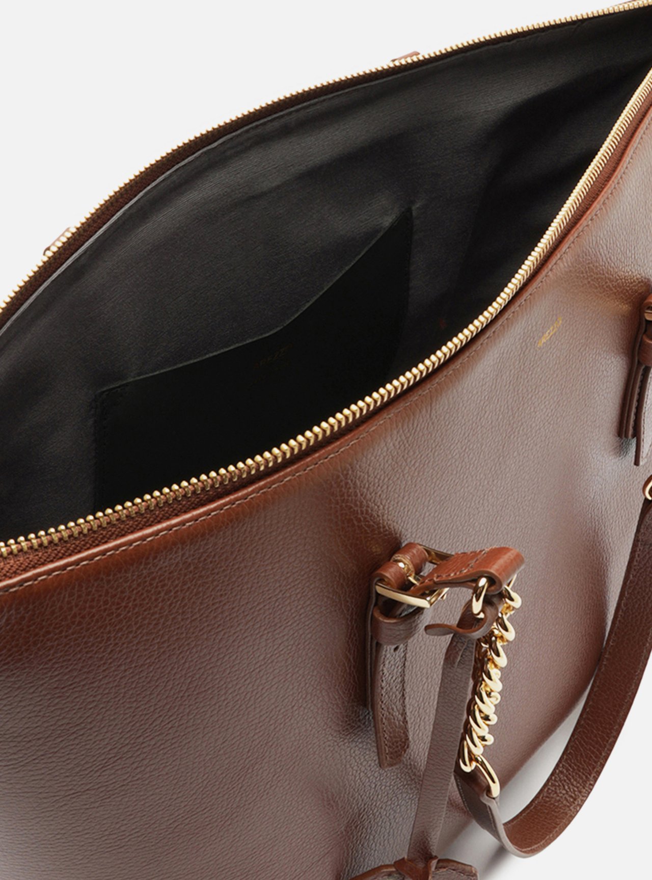 Bolsa Shopping Marrom Couro Grande Corrente — foto 4