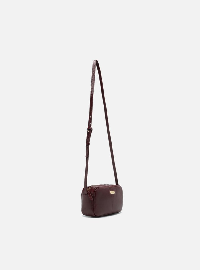 Bolsa Tiracolo Vinho Couro Pequena Tag Metal
