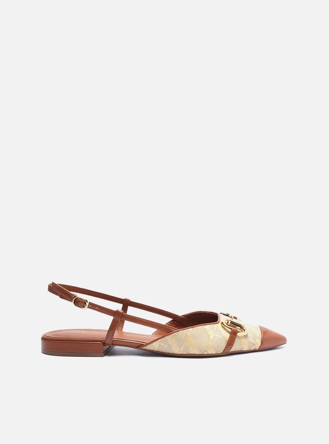 Sapatilha Bege Tramada Monograma Slingback