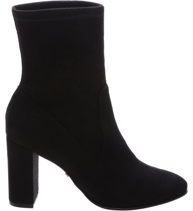 Bota Veludo Skinny Cano Médio Preta
