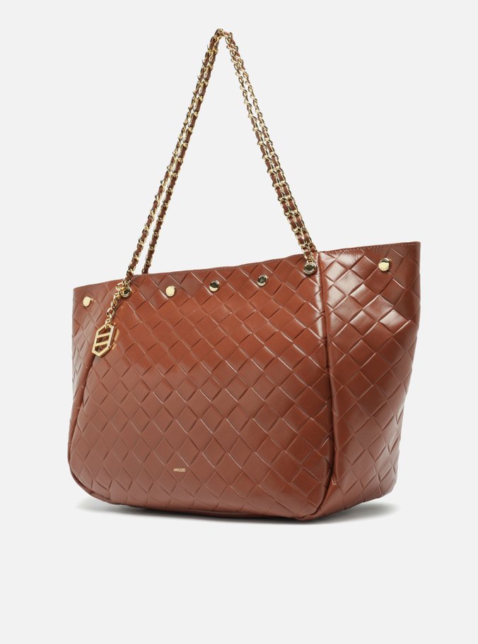 Bolsa Shopping Couro Marrom Grande