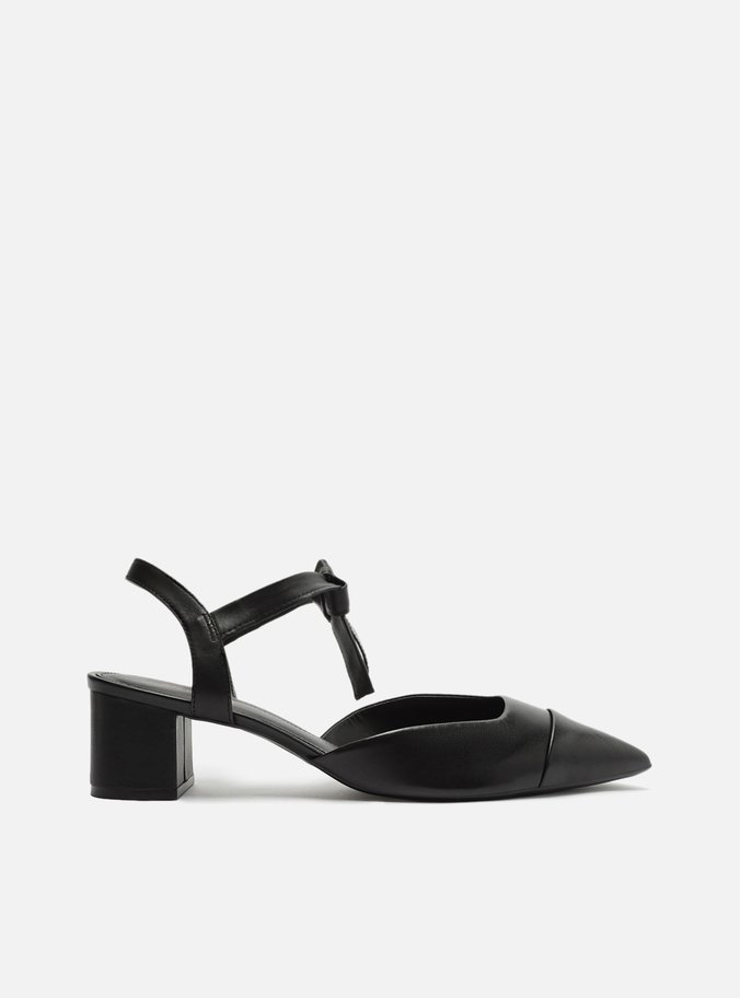 Scarpin Preto Salto Bloco Amarração