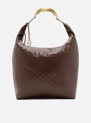 Bolsa Hobo Marrom Couro Tressê Grande Silvia Braz