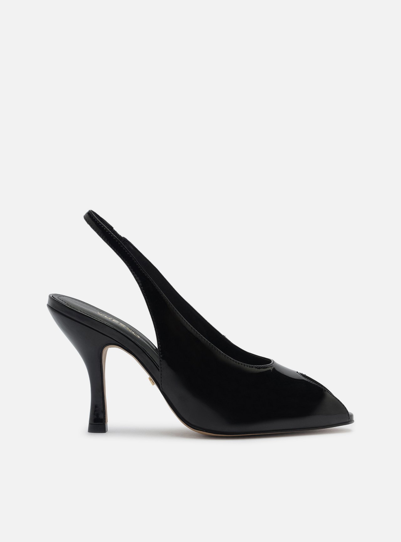 Peep Toe Preto Verniz Salto Alto Slingback — foto 1