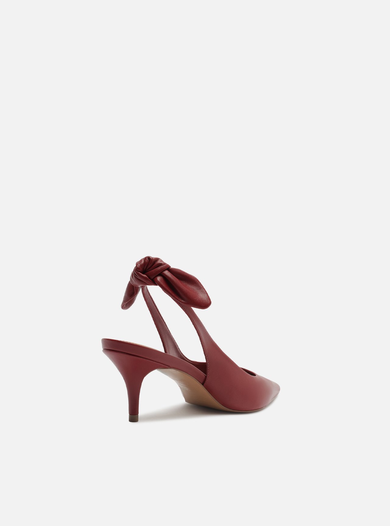 Scarpin Vermelho Couro Slingback Salto Fino Laço — foto 3