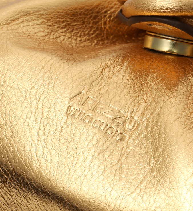 Bolsa Tiracolo Dourada Couro Maia Média