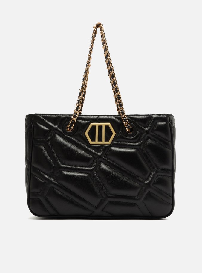 Bolsa Shopping Preta Couro Emma Grande